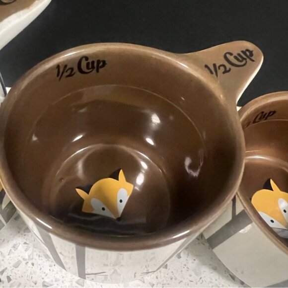 KITSCH’N GLAM Stackable Fox Birch Trees Themed Measuring Cups Set of 4 - Picture 9 of 15